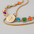 Colorful faceted gemstone necklace in gold-tone bezels, layered set — Jaxson Cole