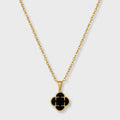 Portofino Clover Necklace in Black — gold-tone clover pendant necklace