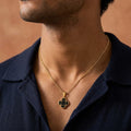 Portofino Clover Necklace — gold-tone clover pendant necklace in black, green, white and red