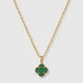 Portofino Clover Necklace in Green — gold-tone clover pendant necklace