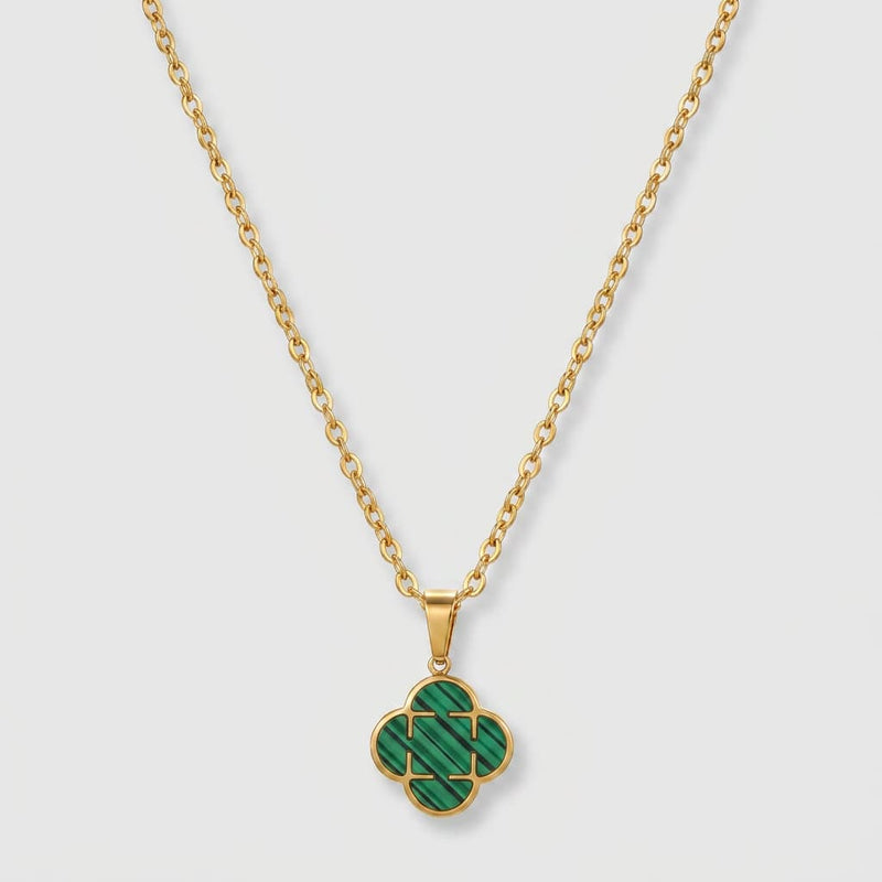 Portofino Clover Necklace in Green — gold-tone clover pendant necklace
