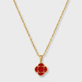 Portofino Clover Necklace in Red — gold-tone clover pendant necklace