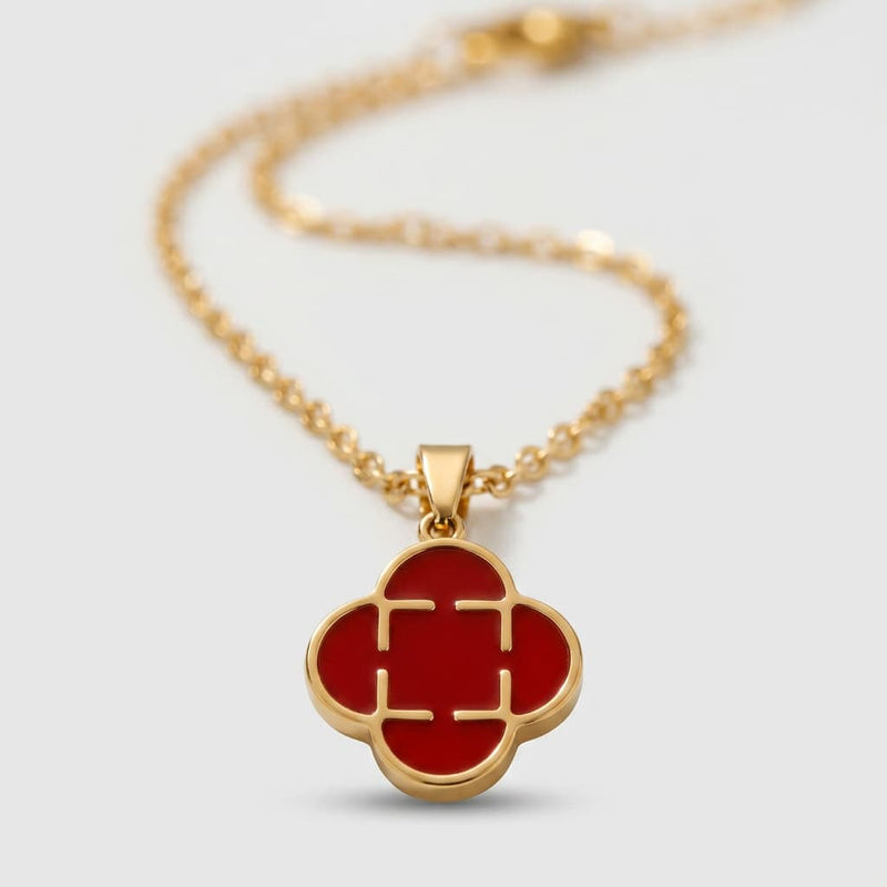 Portofino Clover Necklace — gold-tone clover pendant necklace in black, green, white and red