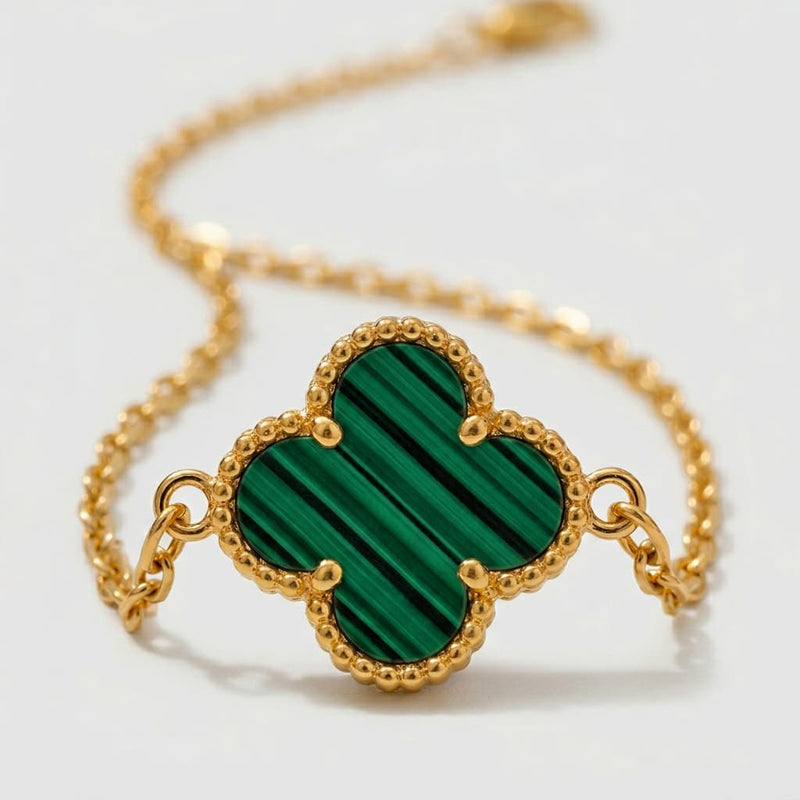 Portofino Clover Necklace — gold-tone clover pendant necklace in black, green, white and red