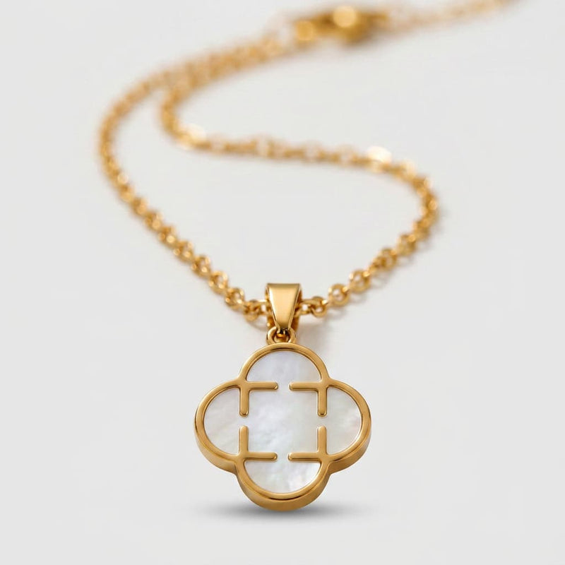 Portofino Clover Necklace — gold-tone clover pendant necklace in black, green, white and red