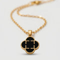 Portofino Clover Necklace — gold-tone clover pendant necklace in black, green, white and red