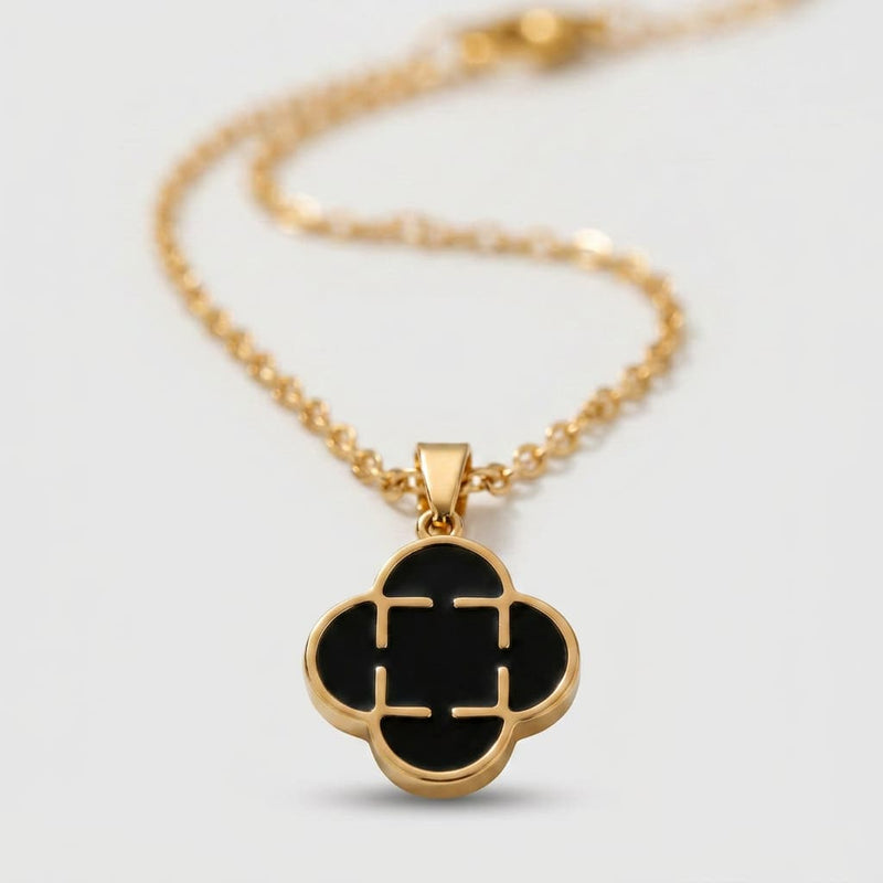 Portofino Clover Necklace — gold-tone clover pendant necklace in black, green, white and red