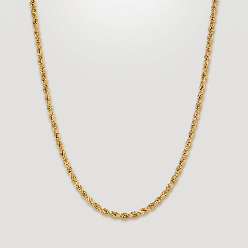 Lucca Rope Chain in Silver — 3mm stainless steel rope chain necklace